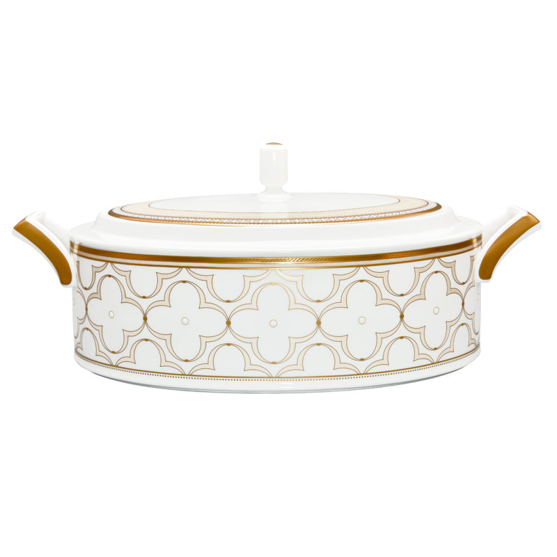 Noritake Trefolio Gold Covered Vegetable Bowl, 67 oz.