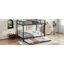 Lit superposé double au-dessus de double avec lit gigogne simple, noir-899406089