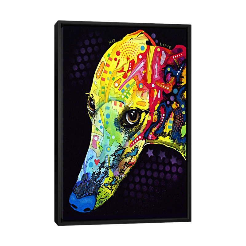 Art sur toile greyhoundgraphic, H 26 po x l 18 po x P 1,5 po, Toile avec cadre flottant noir