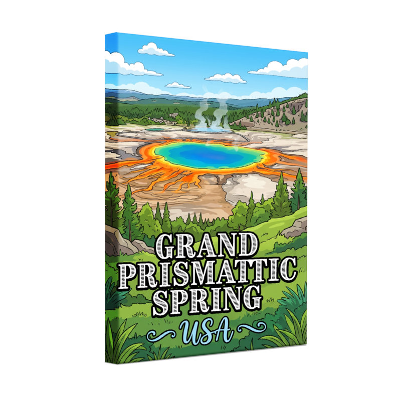 Paysage et paysage urbain, Grand Prismatic Spring, États-Unis, reproduction d'art, H 30 po x l 20 po