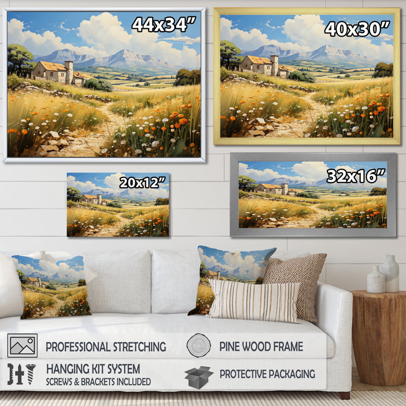 The Saintevictoire Mountain Paul Czannes - Landscapes Canvas Art Print, H 24 po x l 32 po x P 1 po, Cadre flottant doré