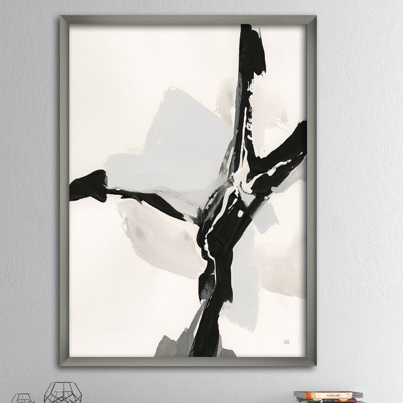 « abstract neutral iii », reproduction d’image sur toile, H 46 po x l 36 po x P 1,5 po, Cadre argenté