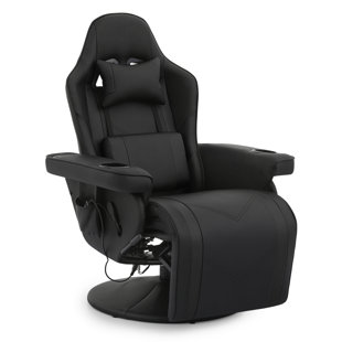 GYMAX Gaming Chair, Ergonomic Gaming Chair with Massage Lumbar Support,  Built-in Speaker & Detachable Head Pillow, Swivel Reclining Video Computer