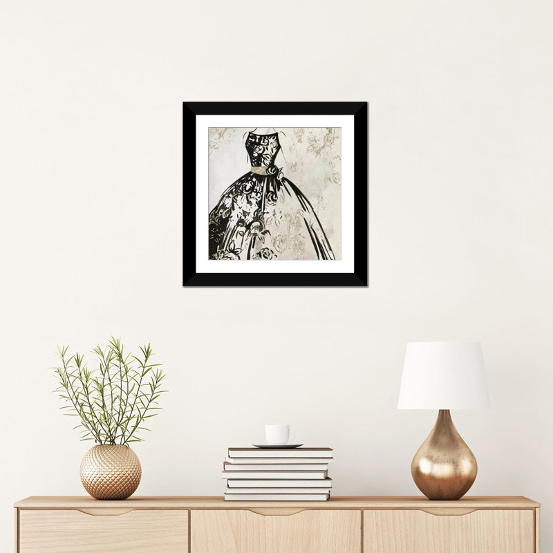 « entourée », reproduction d’impression sur toile tendue, H 16 po x l 16 po x P 1 po, Papier avec cadre noir, Blanc