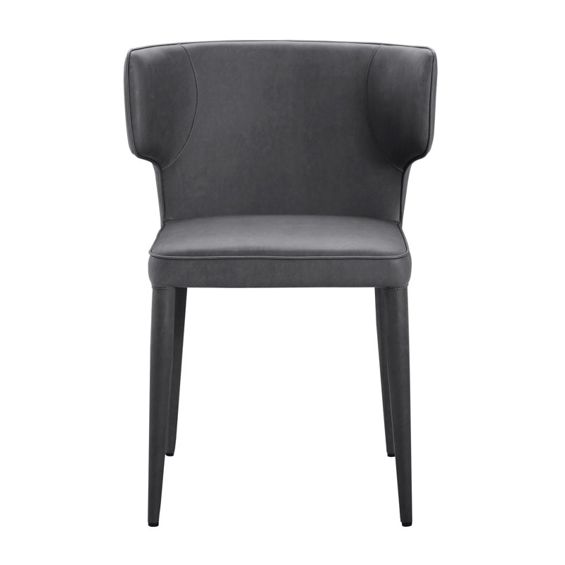 Kem 19.5'' H Faux Leather Upholstered Armchair, 	Faux Leather Dark Gray 