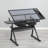 Black Adjustable Tempered Glass Drafting Printing Table With Chair-1764636264