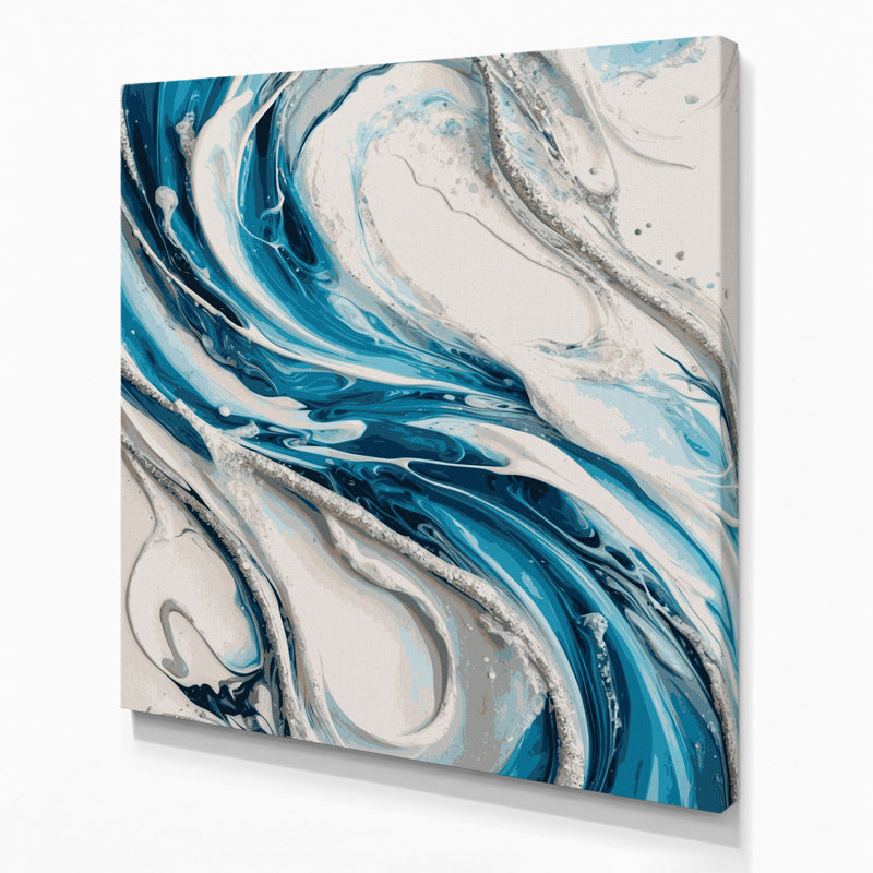 Abstrait art fluide sur toile grise 54, H 12 po x l 12 po