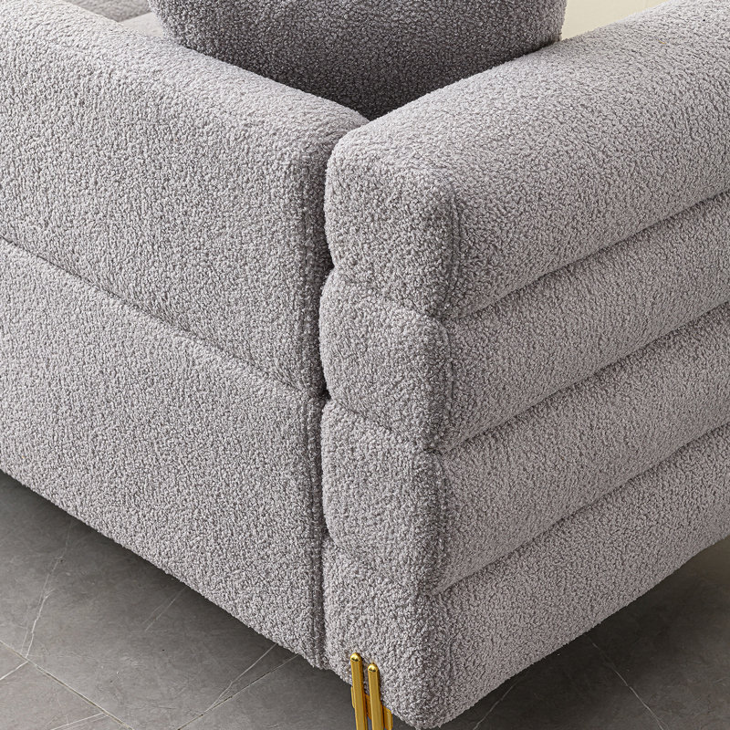 Canapé rembourré confortable avec pieds dorés élégants et coussins moelleux pour le salon, Gris