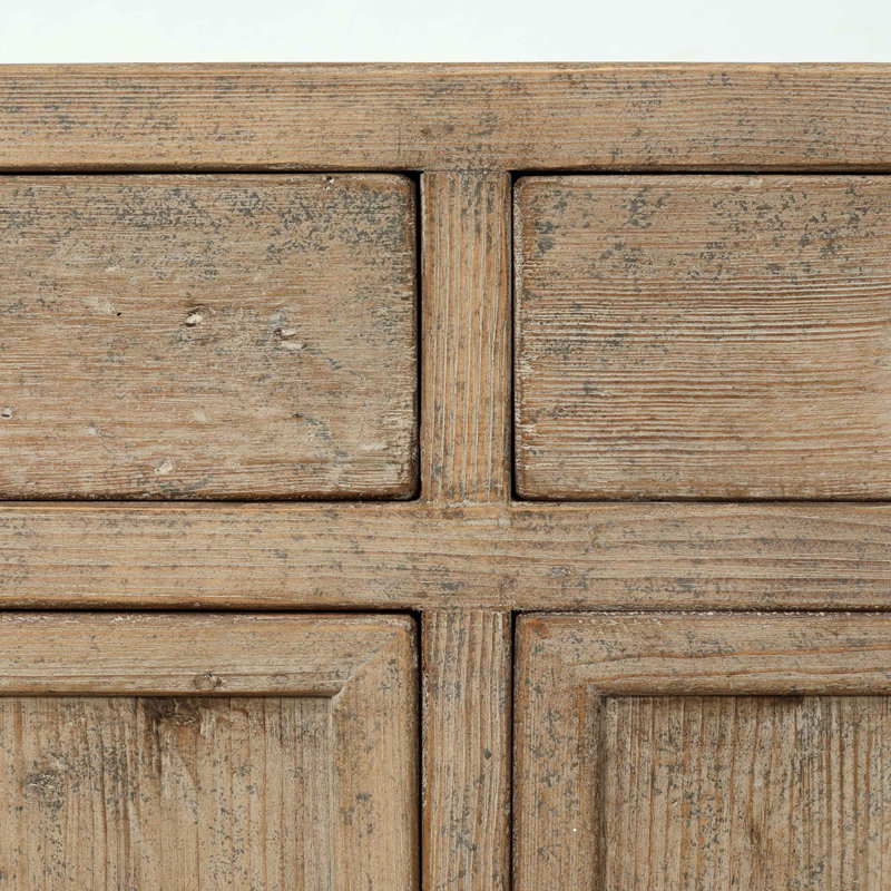 Approx. 79" Rustic Natural Wood Sideboard–3 Drawers & 3 Doors Weathered Natural