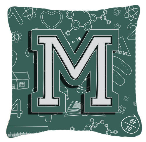 Coussin décoratif intérieur/extérieur au dos initial du monogramme à l’école, 18" H x 18" L x 5.5" D, M
