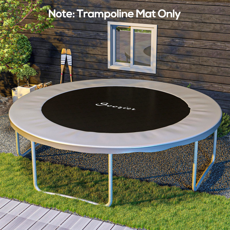 Tapis de remplacement pour trampoline Soozier, convient au trampoline de 12 pi avec 72 crochets en V et aux ressorts de 5,5 po, tapis de trampoline avec 8 rangées de coutures et outil de traction à ressort (ressort et cadre non inclus)
