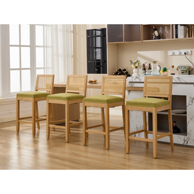 Upholstered Counter Height Bar Stool with Solid Wood legs