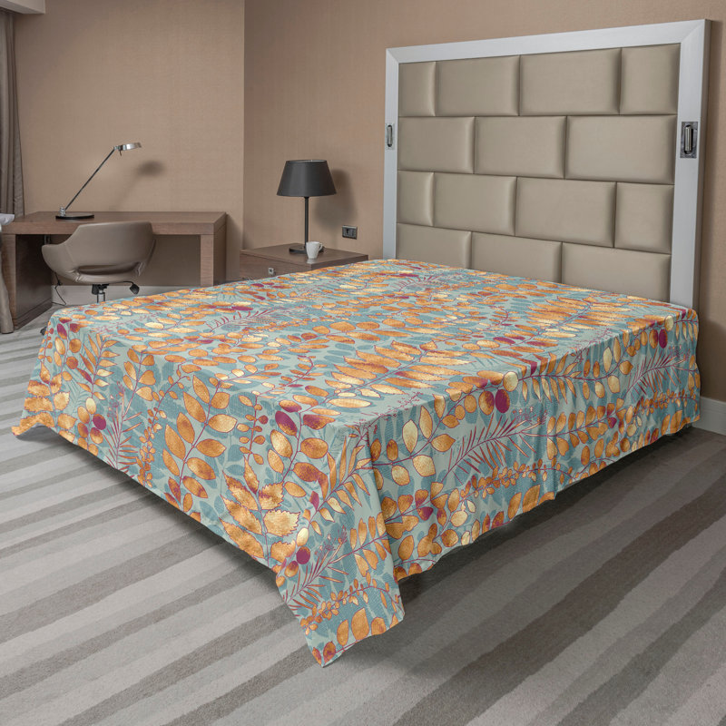 Drap plat Ambesonne Nature aux couleurs chaudes, orange pâle et jaune terre