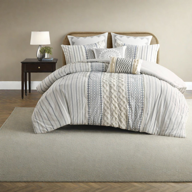 Ensemble de literie en coton de qualité supérieure de style moderne avec chenille, idéal pour le confort de la maison