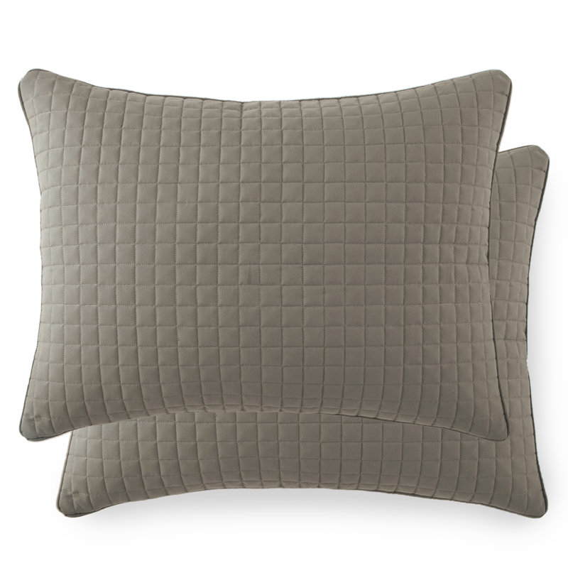 Southshore Fine Linens Vilano Quilted Sham Covers, Double-Brushed Microfiber Square-Stitched Pillow Shams with Piped Edges, Set of 2, 20" x 26" , Dark Taupe