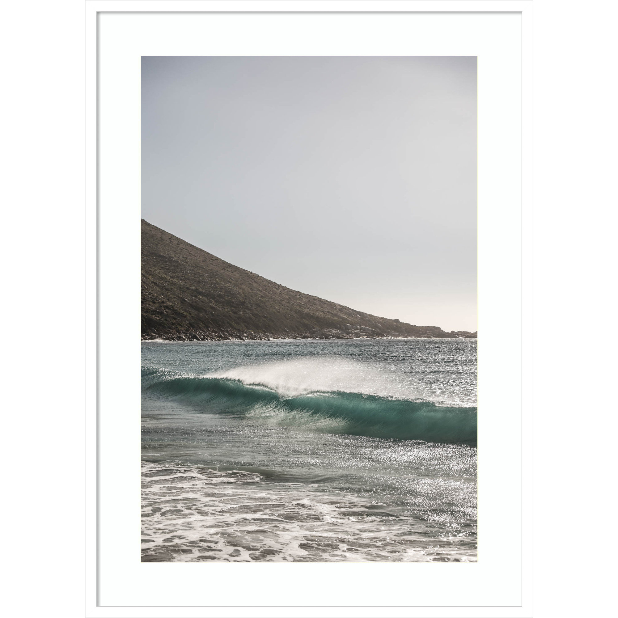 Sandy Bay Beach by Shot by Clint Wood Framed Wall Art Print, White , 41" H x 30" W