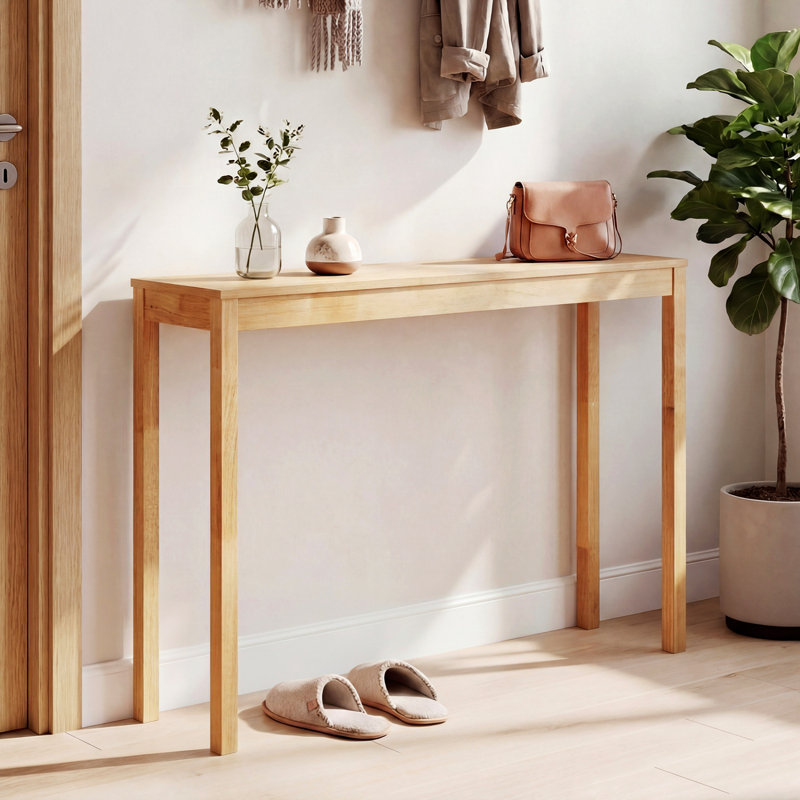 Table console en bois avec plateau épais, Naturel