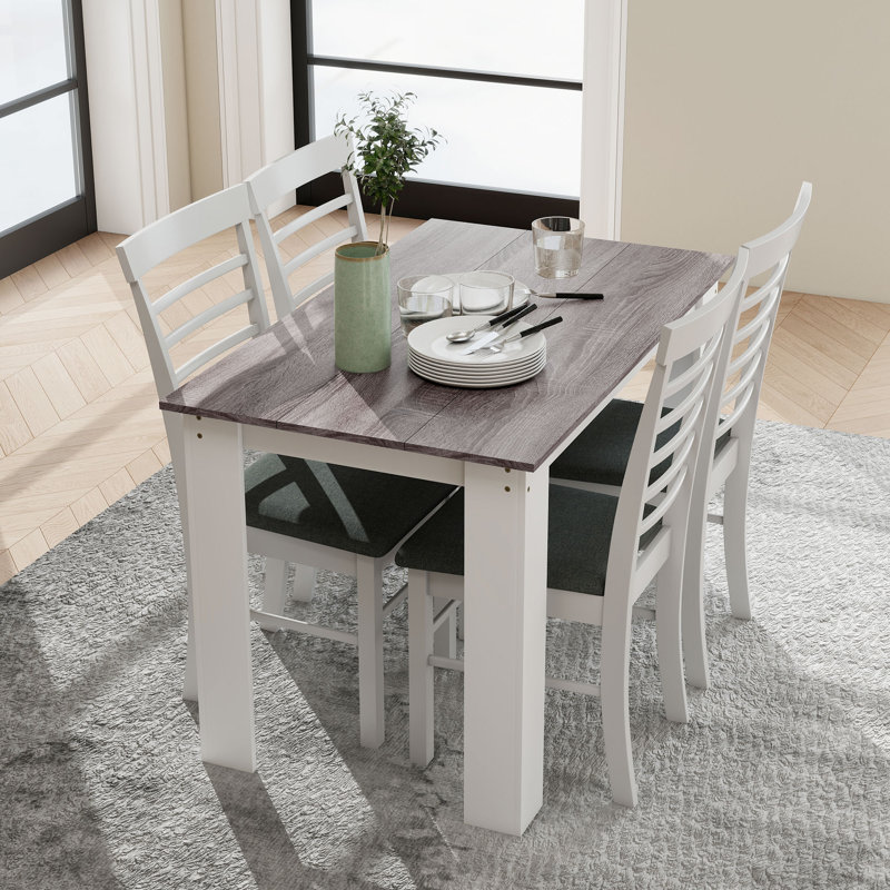Table de salle à manger moderne pour 4 à 6 personnes avec plateau plaqué, gris