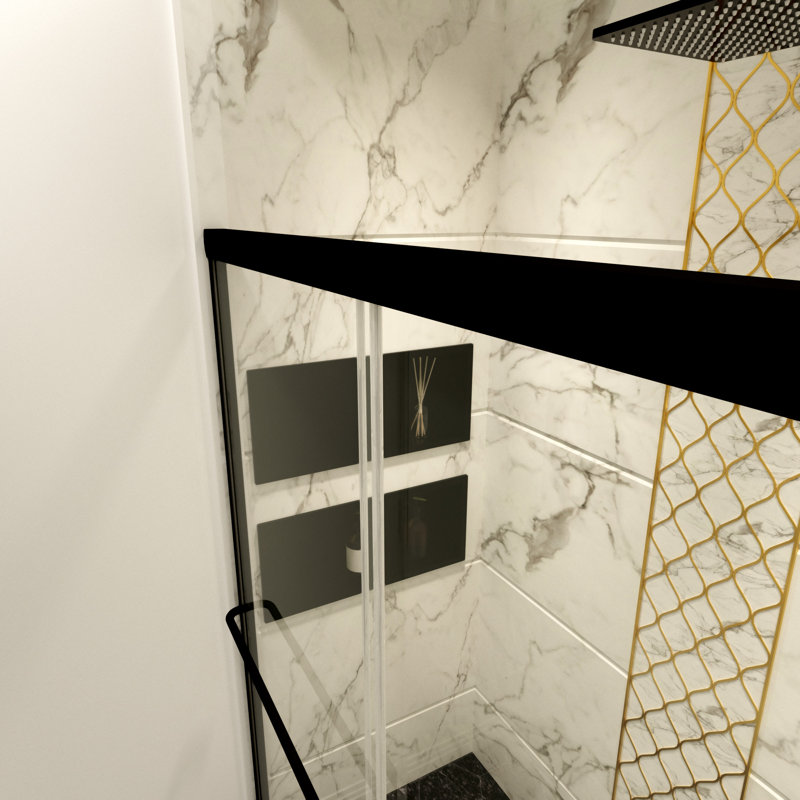Porte de douche coulissante noire l 56 à 60 po x H 70 po, Noir