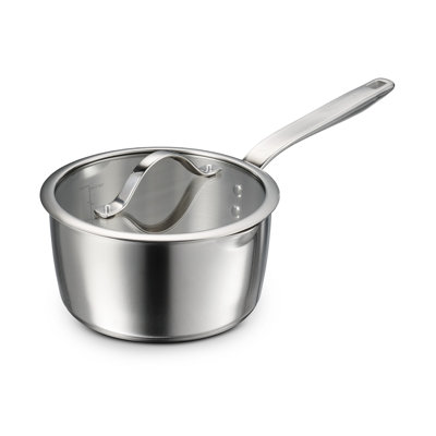 Tramontina Tempo Tri-Ply Base Stainless Steel Sauce Pan with Glass Lid, Induction-Ready Saucepan, Oven-Safe, Dishwasher-Safe