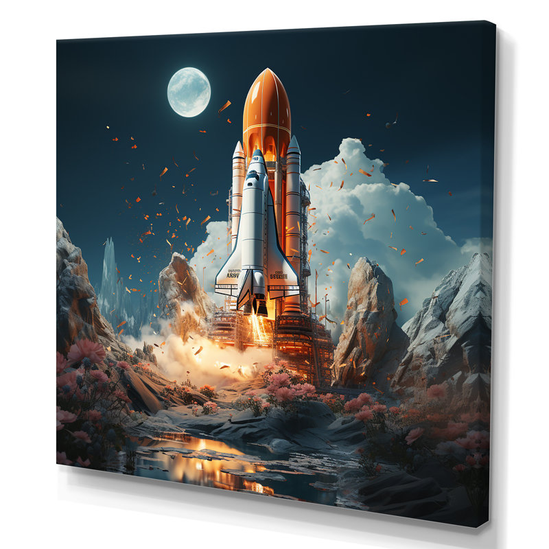 Rocketship Cosmic Odyssey sur impression sur toile, H 24 po x l 24 po x P 1 po, Toile tendue