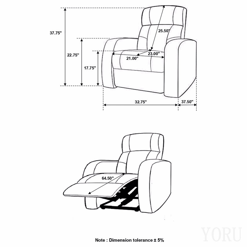 Fauteuil inclinable noir rembourré avec porte-gobelet