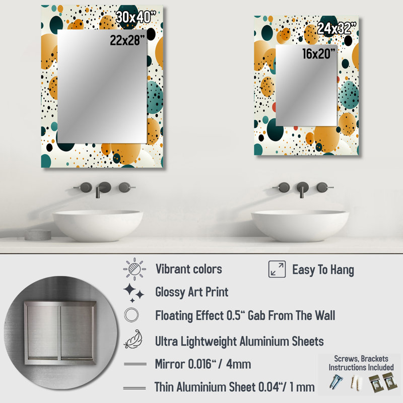 Motif à pois Dames Moroccan Influence - miroir mural unique à pois, 40 po x 30 po
