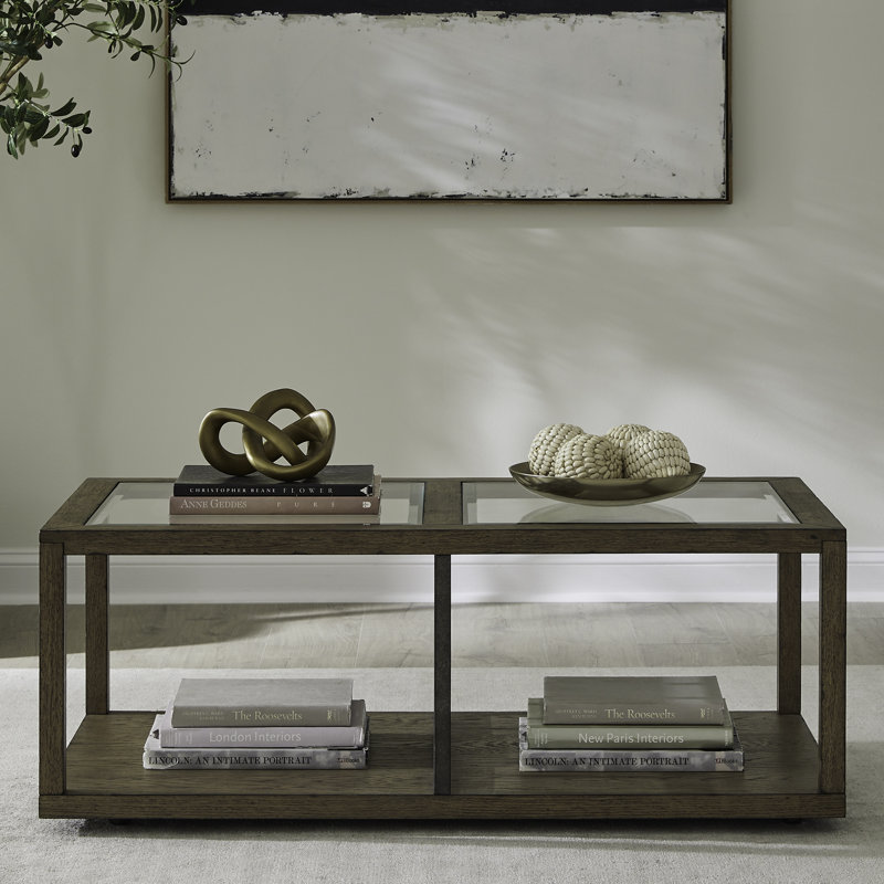 Table basse Tiznit avec inserts en verre et roulettes