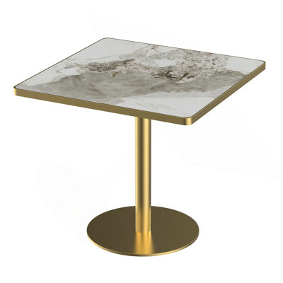 Square Modern Dinning Table 31.5 Inches Bistro Table Tulip Table With Faux Marble Top,Easy Assemble,Sturdy Metal Frame Diameter