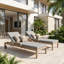 Outdoor Acacia Wood Chaise Lounge Set With Wheels And Cushion