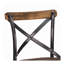 Tabouret de bar industriel rétro - structure en métal noir antique avec siège en bois, chaise de salle à manger rustique en forme de X
