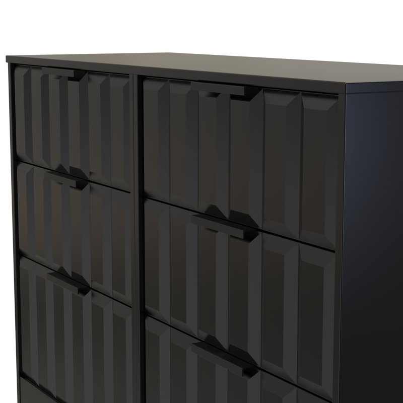 Besian 6 Drawer Wide Chest (Ready Assembled), Deep Black/Black Matt