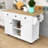 Modern Rolling Wooden Kitchen Cart with Storage Cabinets, Drawers and Drop-Leaf-106721614