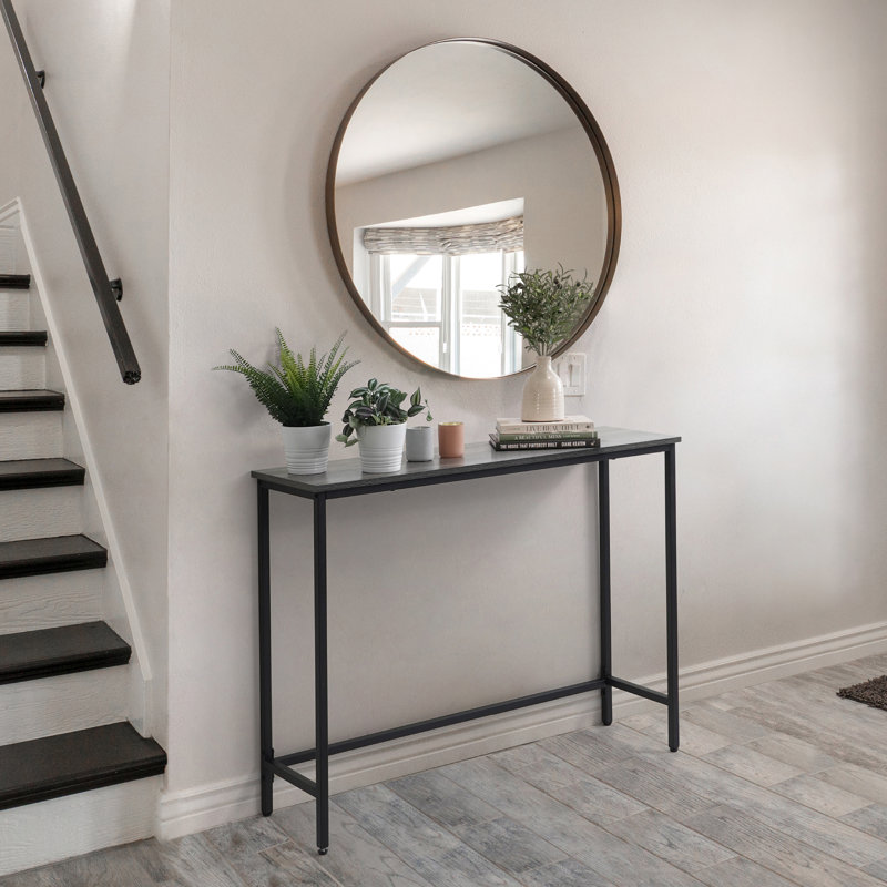 41” Classic Console Table for Entryway, Modern Sofa Table for Living Room, Industrial Sofa Console Table, Snack Entrance Table for Hallway, Accent Behind Couch Table, Plant Table, Grey Oak / Rustic Oak