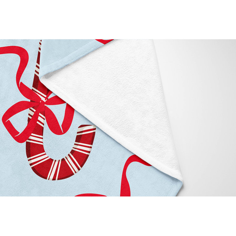 Jeté en velours de coton Candycanes & Bows, L 80 po x l 60 po, Argent argent