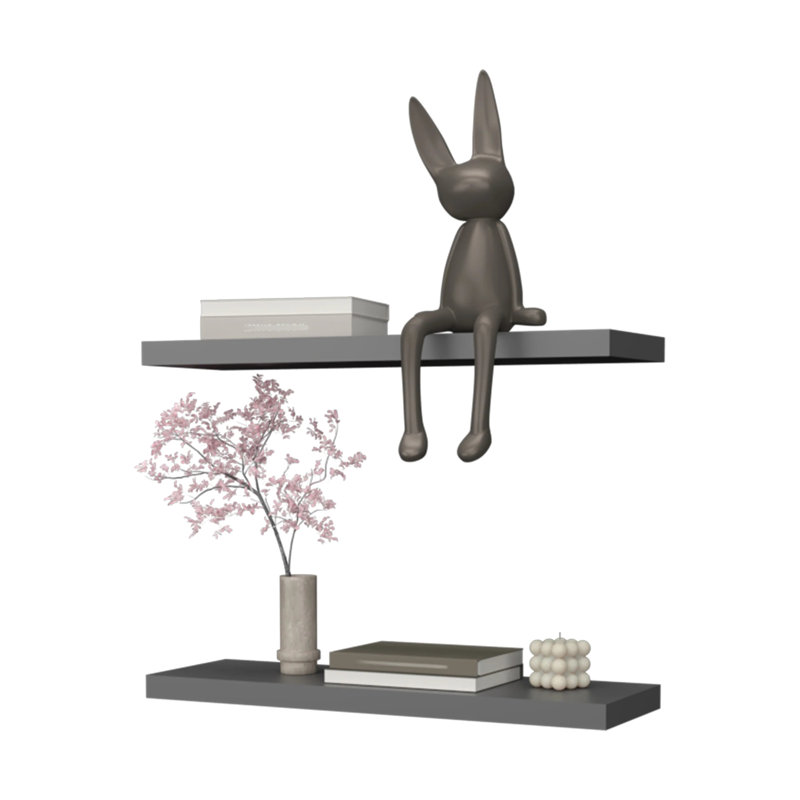 Matt Grey Shelf, 31.5" Wide. Minimalist For Home Living. Wall Mounted, Horizontal, Living Space, Particle Board Wide Shelf. Design Space. Primary Area, Made Of