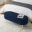 Banc de rangement ovale, flanelle avec pieds en métal - bleu foncé-130075117-130075122