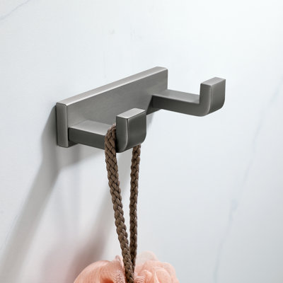 Stainless Steel J-Hook Double Robe/Towel Hook with 2 Post Hooks