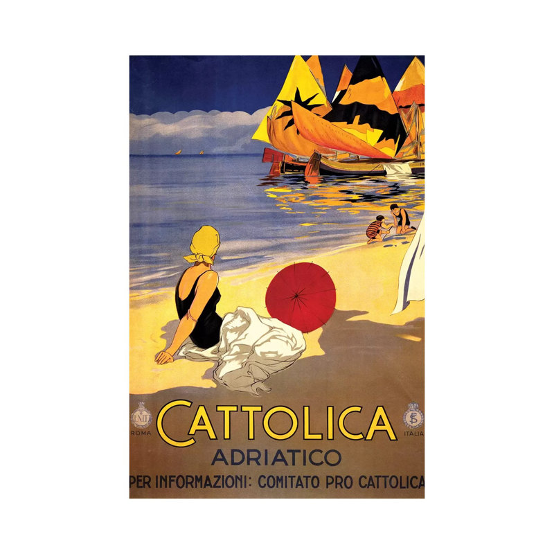 Cattolica Adriatico, Vintage Italian Travel Poster C1920s by Piddix - Wrapped Canvas Print