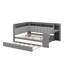 Lit de jour multifonctionnel avec bureau intégré, tablettes de rangement et lit gigogne extensible, avec station de charge intégrée et éclairage DEL-1748045113