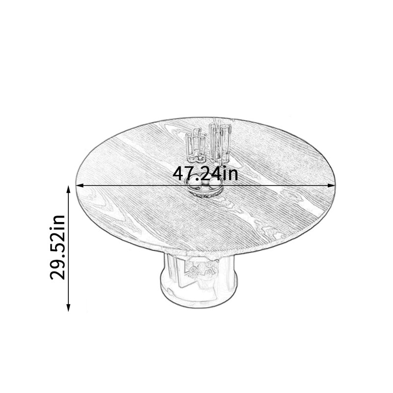 Table ronde noire avec rangement en bois de frêne épais, H 29,52 po x L 47,24 po x l 47,24 po