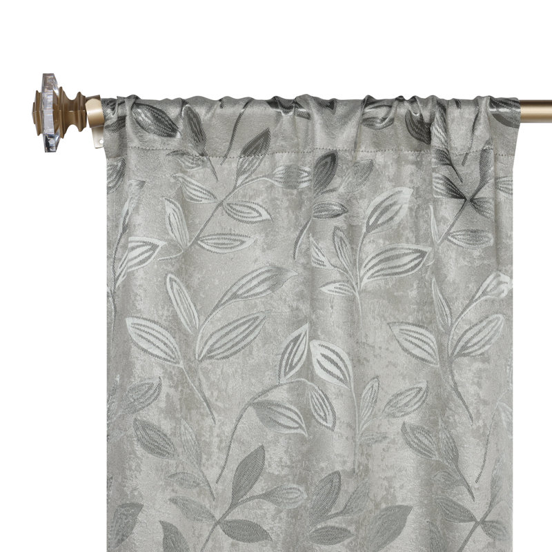  Modern Bohemian Leaves Pattern 100% Polyester Machine Washable Room Darkening Blackout Curtains, 36" W x 72" L, Sage