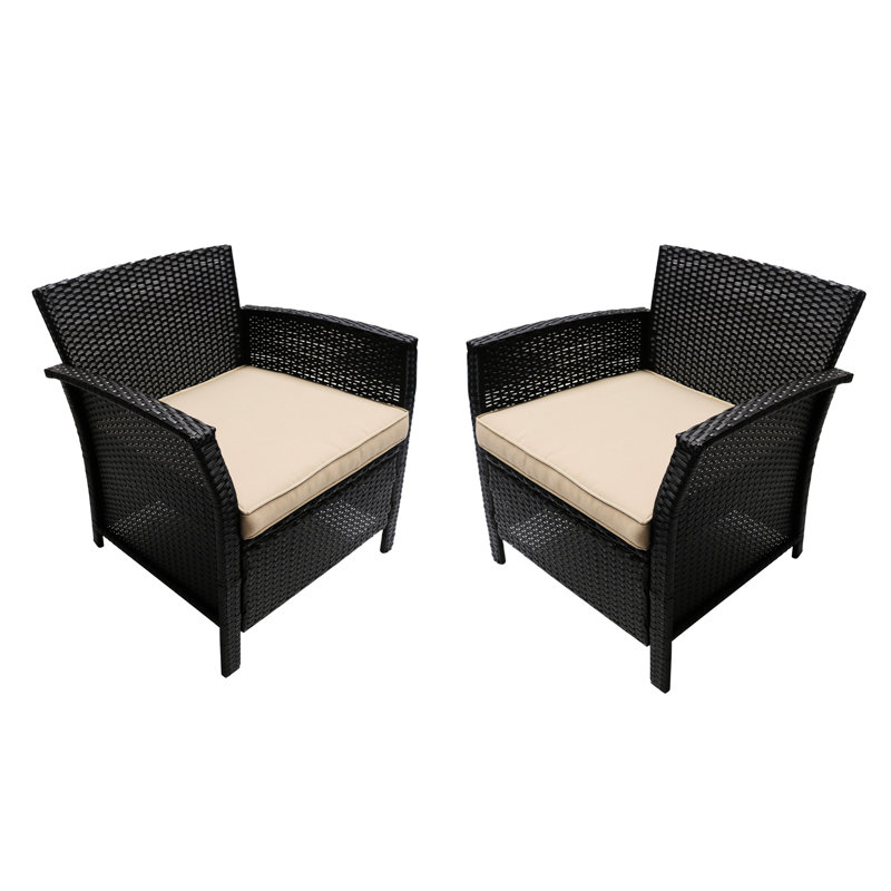 Outdoor St Chairs   Of 2  - Pe With Iron Brown + Tan Leisure  2  & Classic