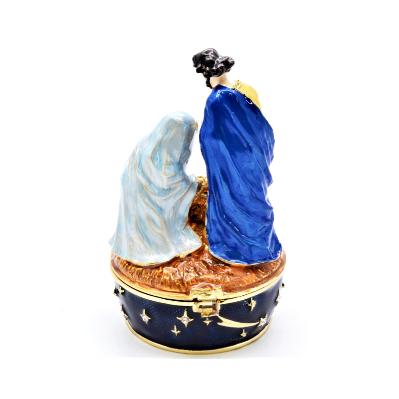 Hand Made Nativity Trinket Box with Austrian Crystals