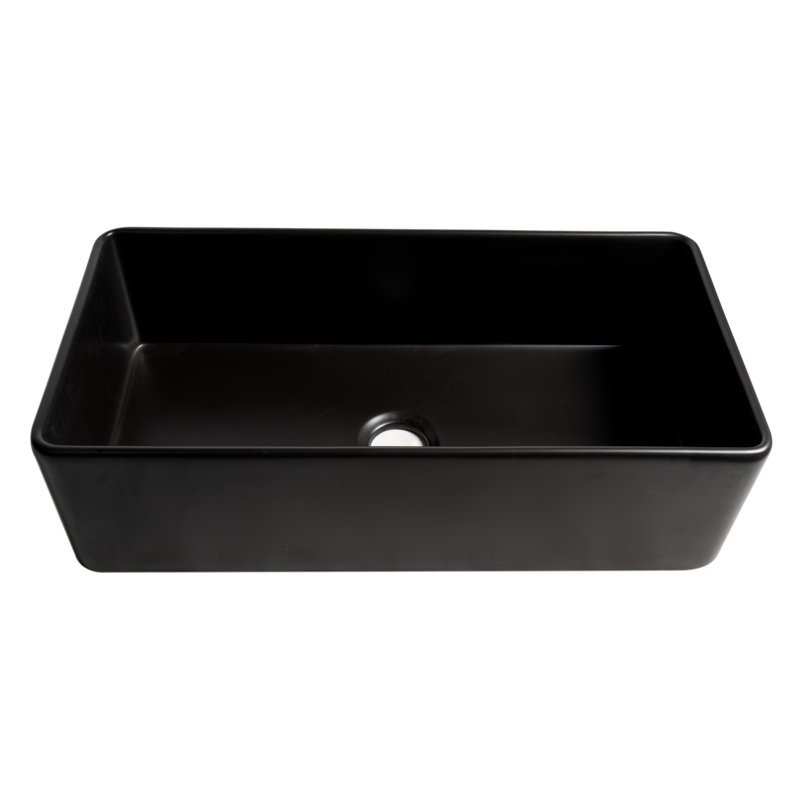 36'' L Single Bowl Fireclay Kitchen Sink, Black Matte