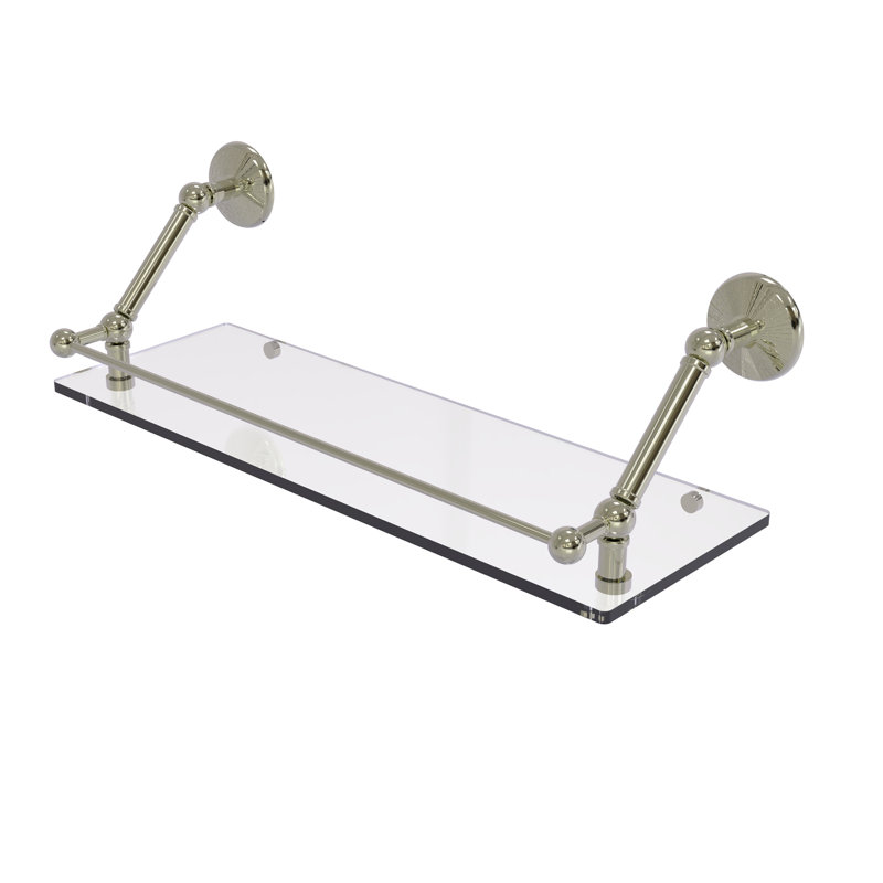 Tablette flottante avec barre de galerie Marchmont, Nickel poli, H 8 po x l 24 po x P 8,6 po
