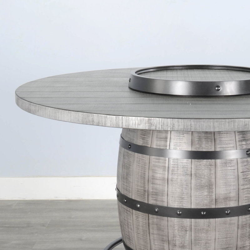 Isabel Mahogany Round Solid Wood Top Dining Table, Grey