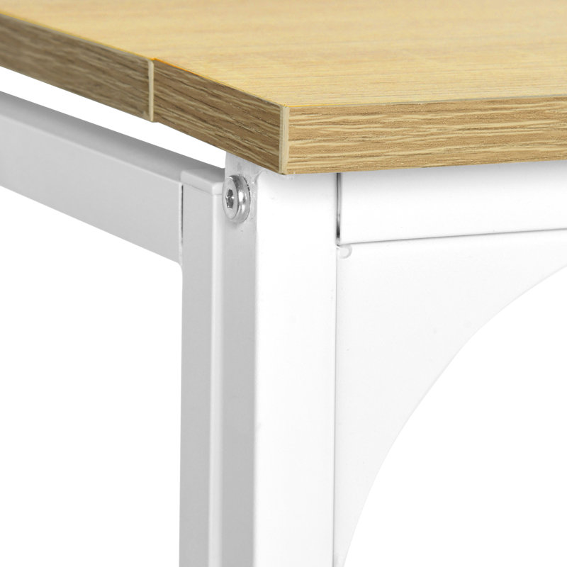 Bureau pliant 31,5 po pour petits espaces, table d'écriture compacte avec structure en métal, chêne clair, Chêne clair