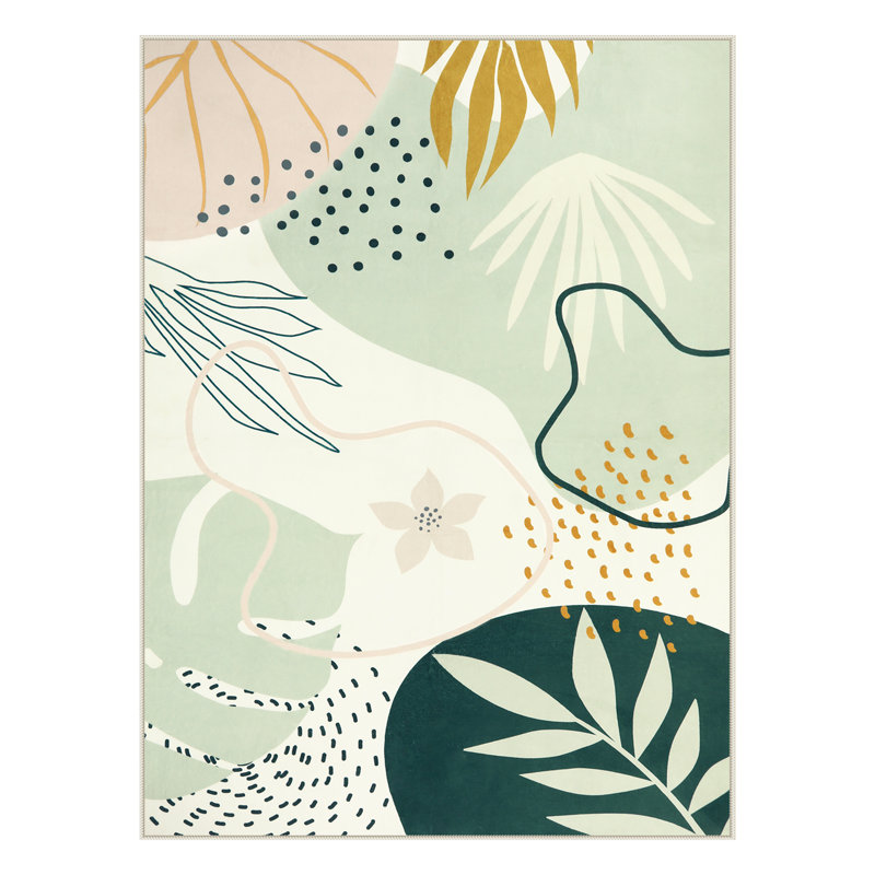 Kaldi Vibrant Spring Floral Print Machine Washable Area Rug with Non-Slip Backing for Living Room, Dining Room, Bedroom