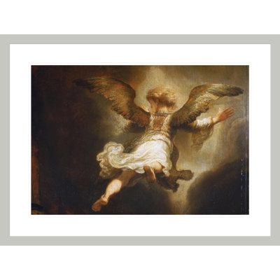 Détail d'un ange partant de Tobie et de sa famille par Rembrandt van Rijn, reproduction giclée encadrée